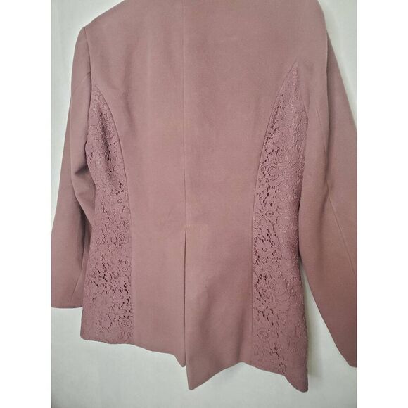 Simply Noelle Double Breasted Soft Cocoa Mauve Lace Embellished Peacoat - Picture 9 of 12